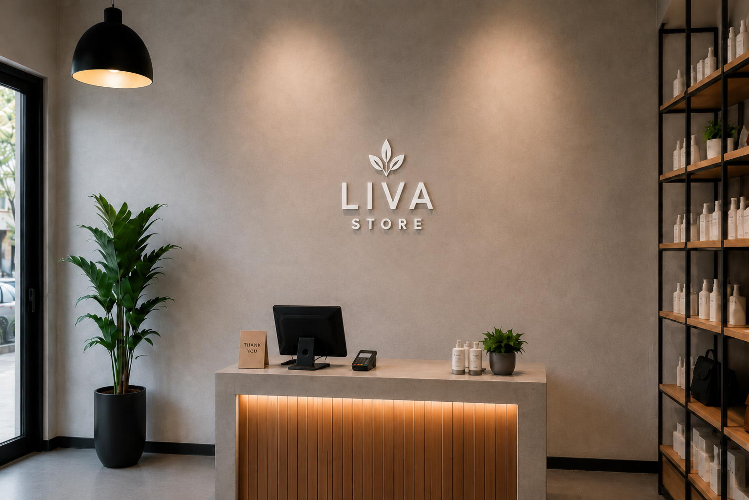 Logo em PVC de 10 mm aplicada em loja